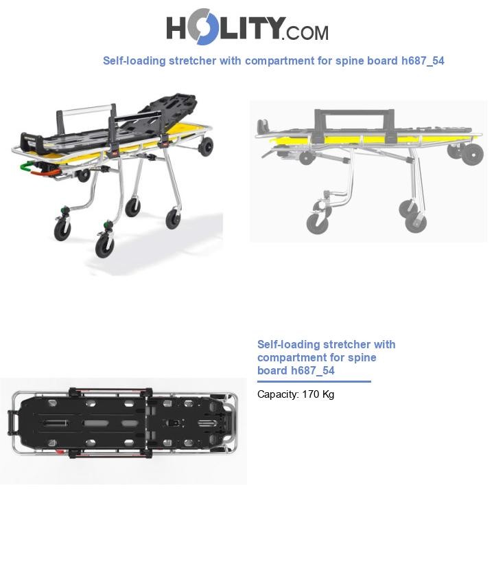 Self-loading stretcher with compartment for spine board h687_54