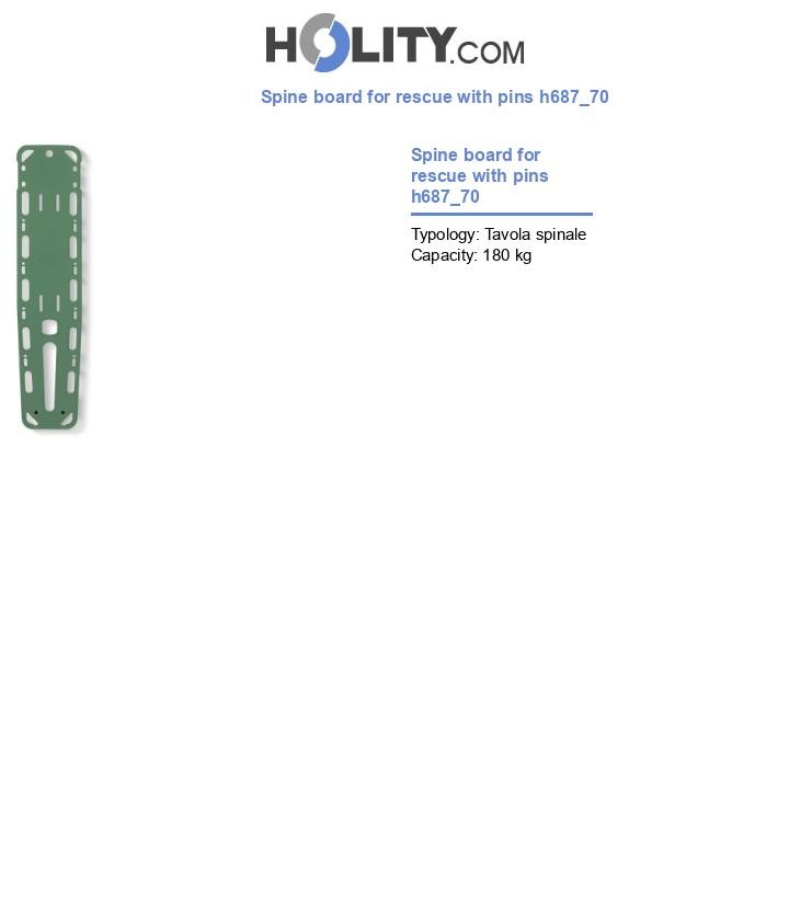 Spine board for rescue with pins h687_70