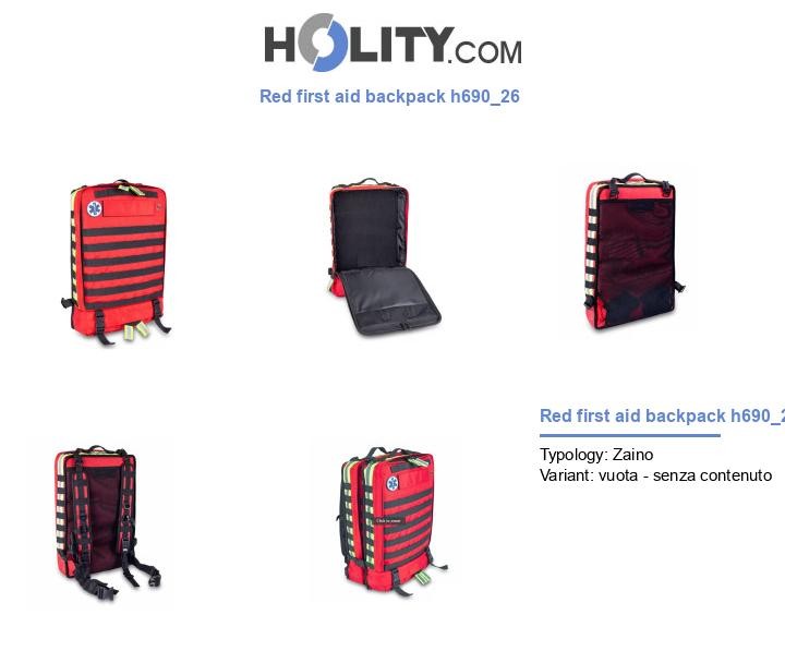 Red first aid backpack h690_26