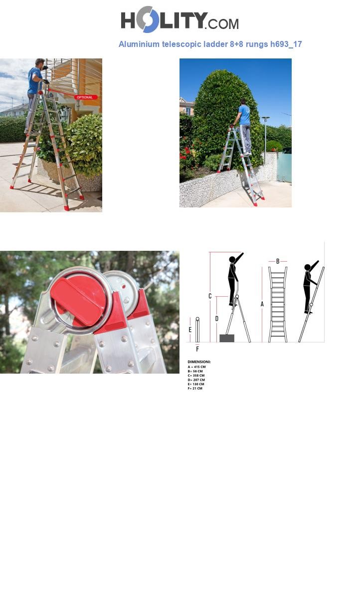 Aluminium telescopic ladder 8+8 rungs h693_17