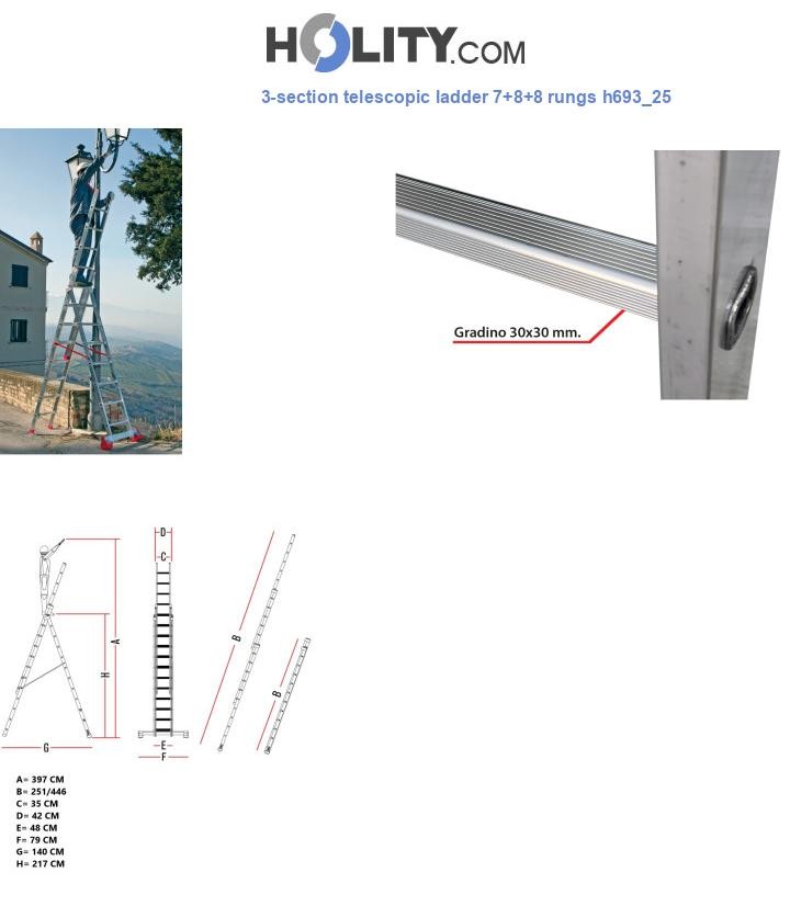 3-section telescopic ladder 7+8+8 rungs h693_25