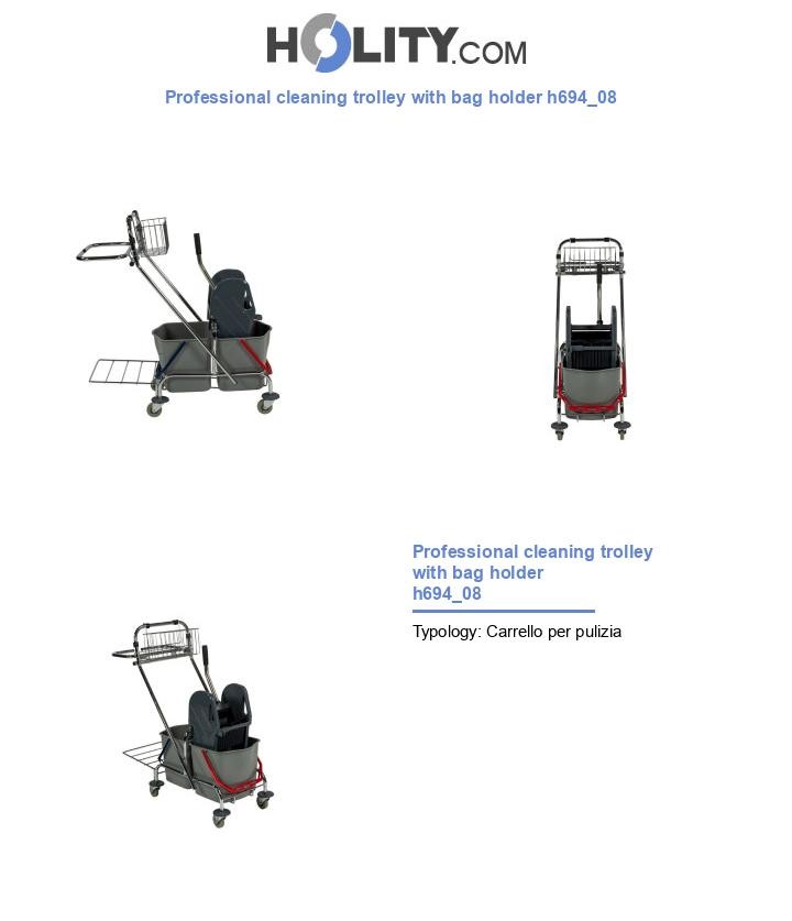 Professional cleaning trolley with bag holder h694_08
