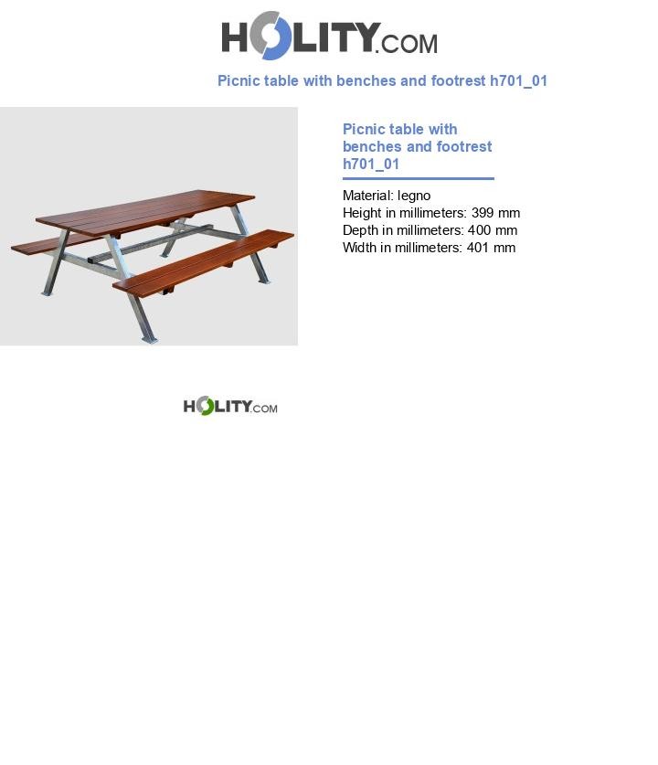Picnic table with benches and footrest h701_01