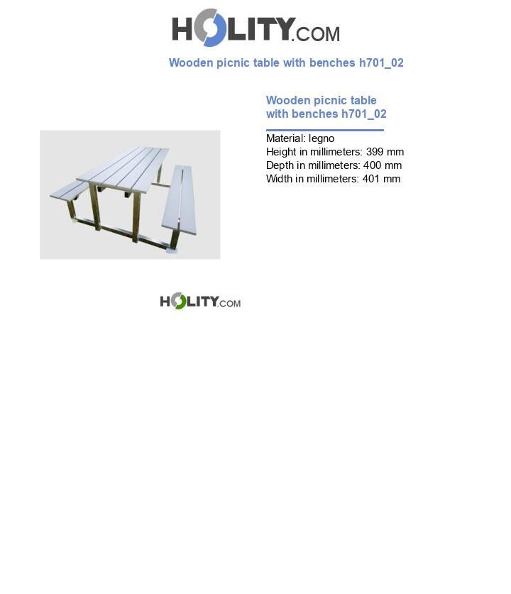 Wooden picnic table with benches h701_02