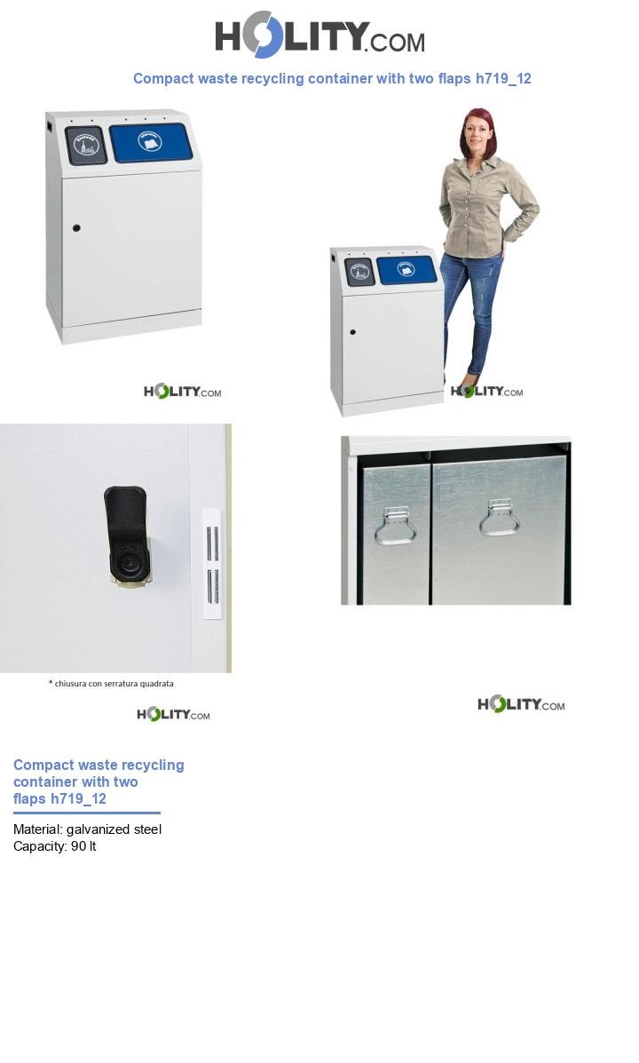 Compact waste recycling container with two flaps h719_12