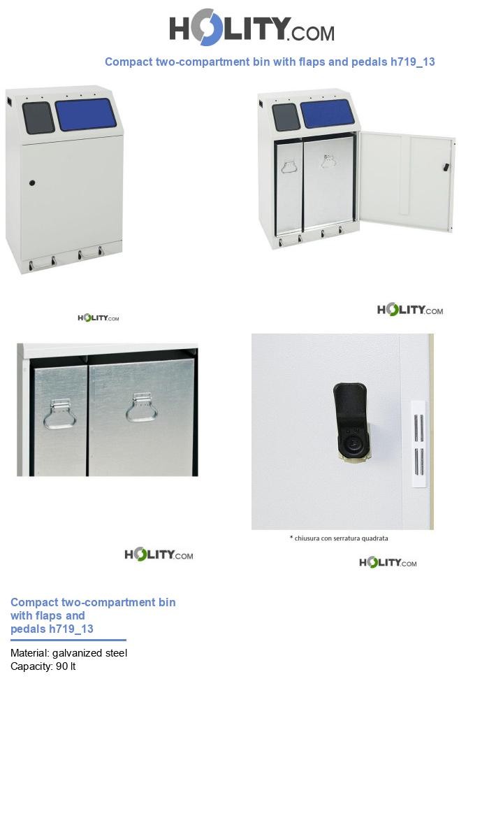 Compact two-compartment bin with flaps and pedals h719_13