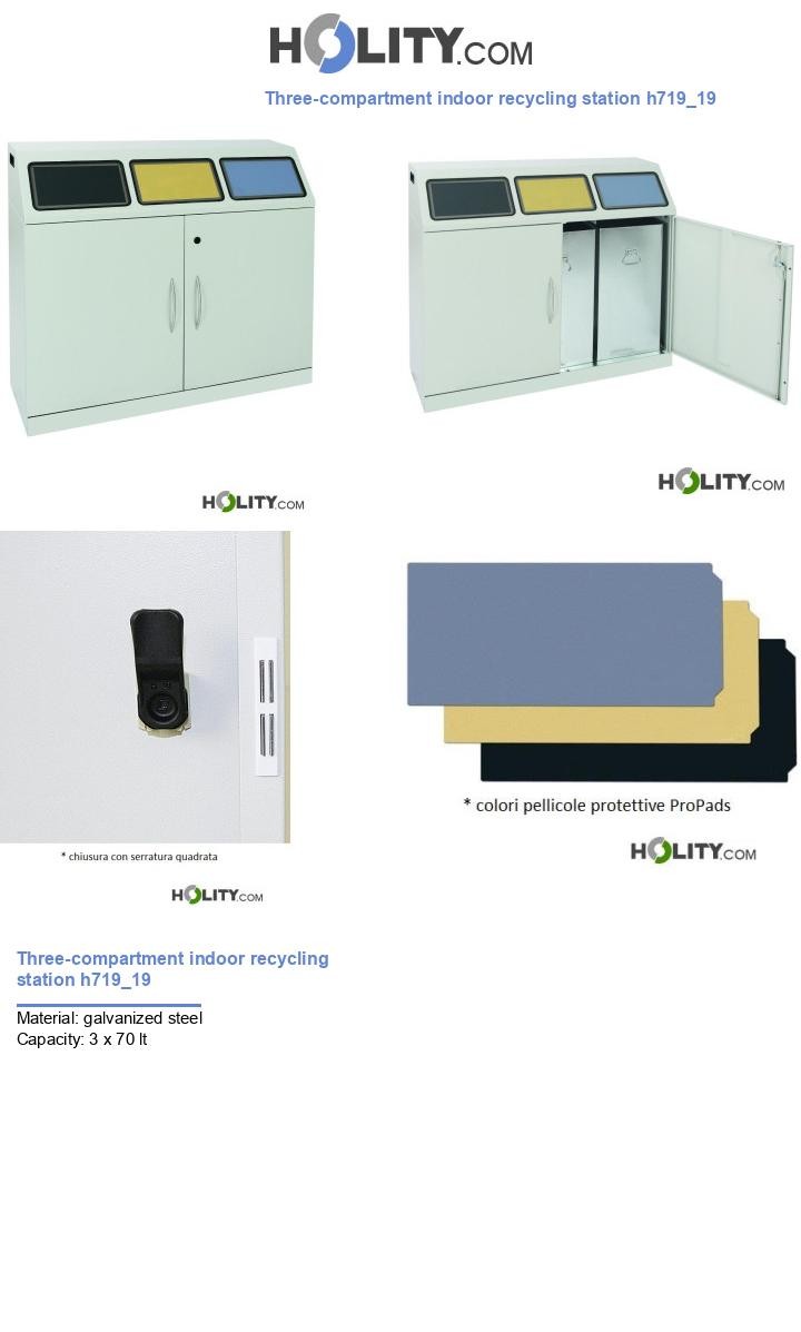 Three-compartment indoor recycling station h719_19