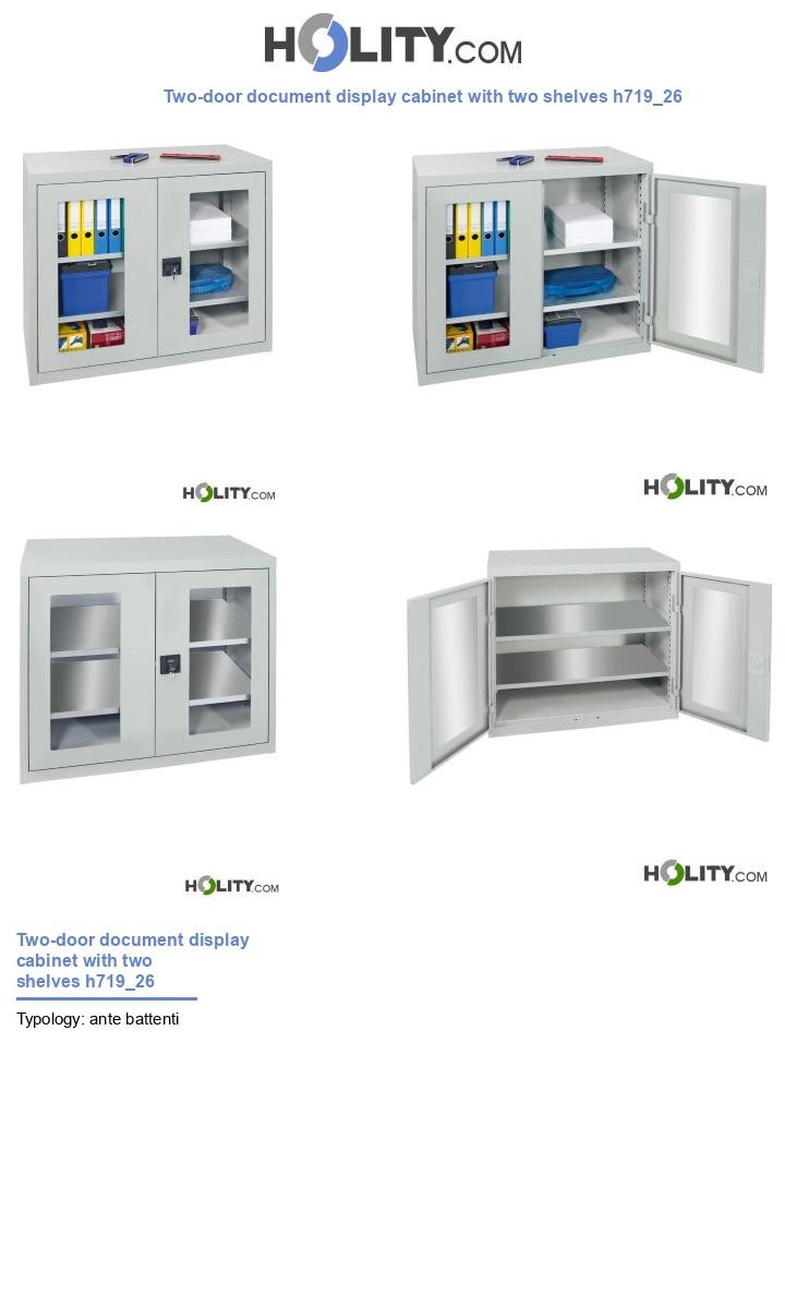 Two-door document display cabinet with two shelves h719_26
