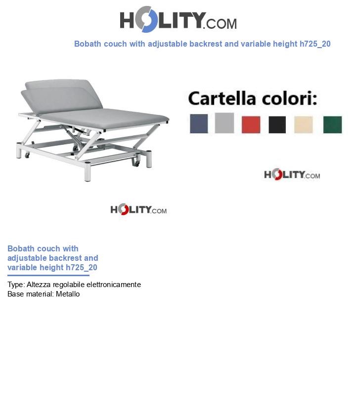 Bobath couch with adjustable backrest and variable height h725_20