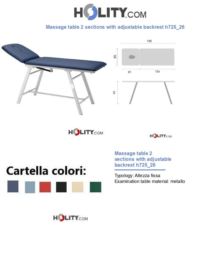 Massage table 2 sections with adjustable backrest h725_26