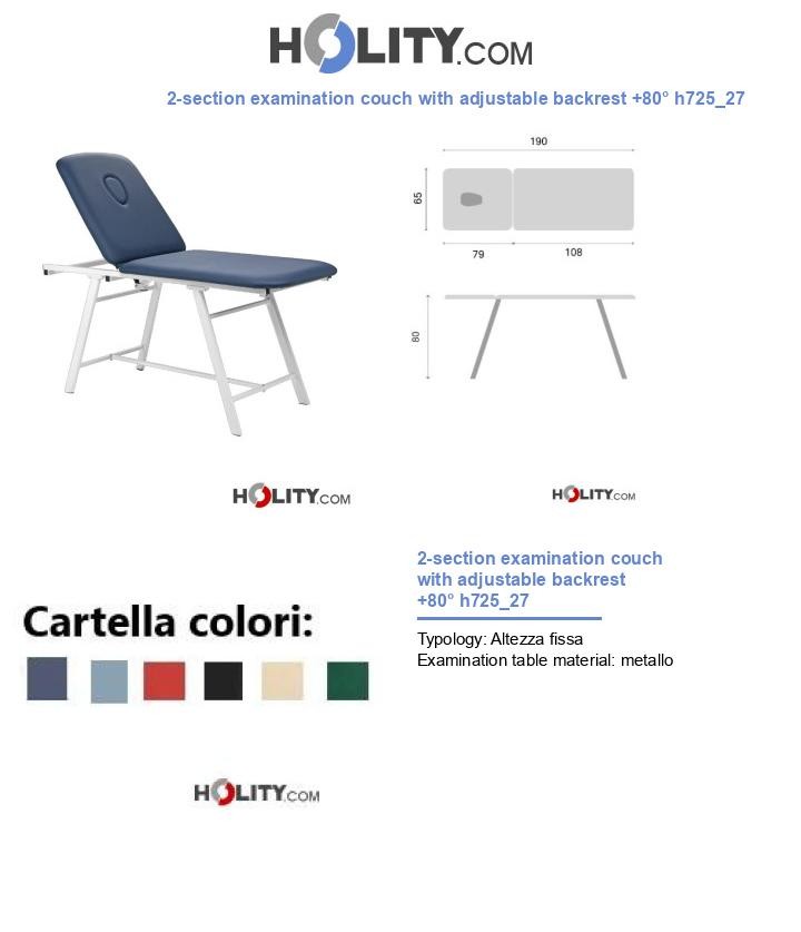 2-section examination couch with adjustable backrest +80° h725_27