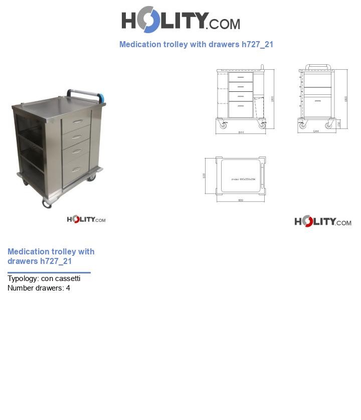 Medication trolley with drawers h727_21