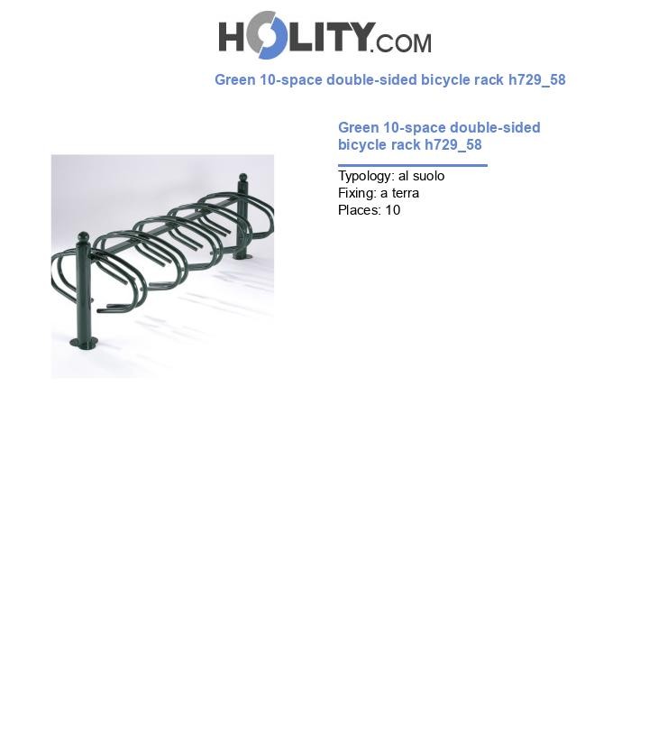 Green 10-space double-sided bicycle rack h729_58