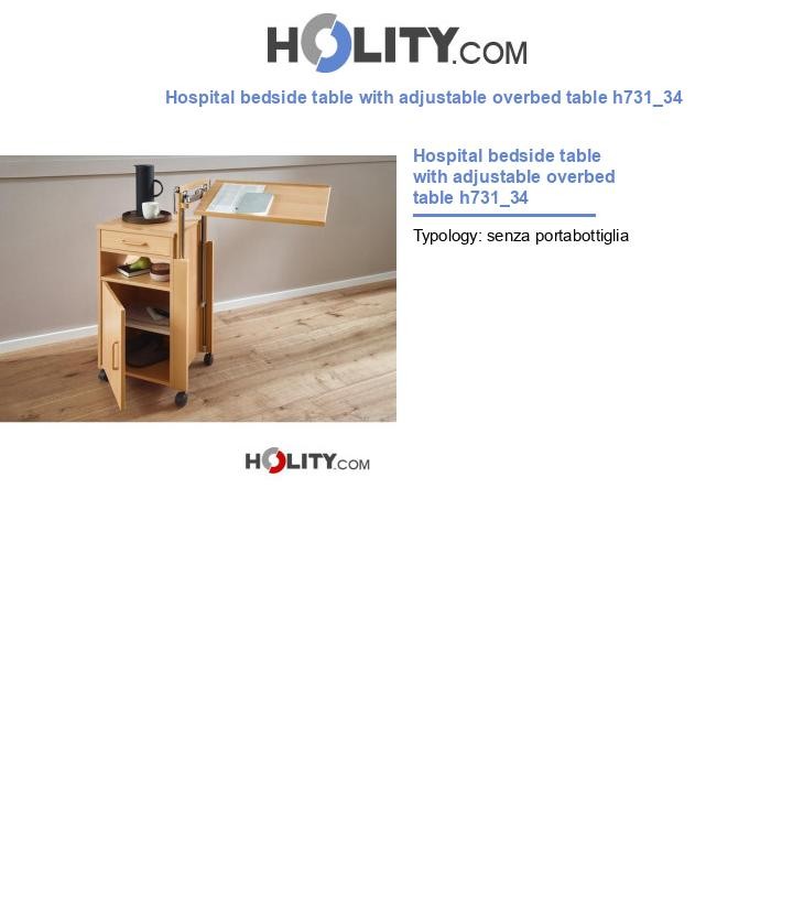 Hospital bedside table with adjustable overbed table h731_34