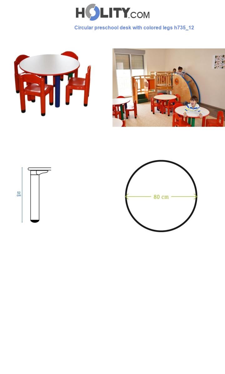 Circular preschool desk with colored legs h735_12
