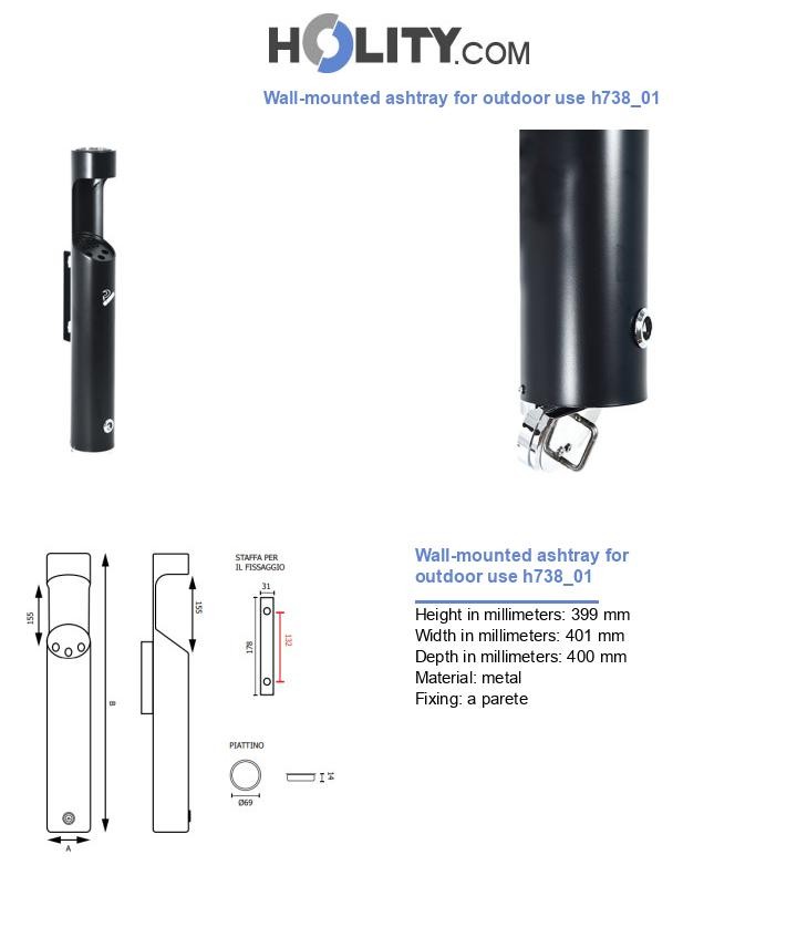 Wall-mounted ashtray for outdoor use h738_01