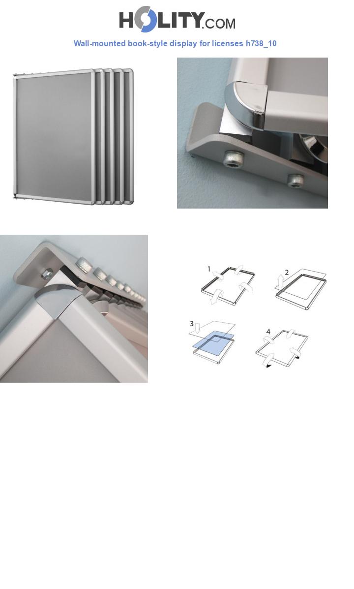 Wall-mounted book-style display for licenses h738_10