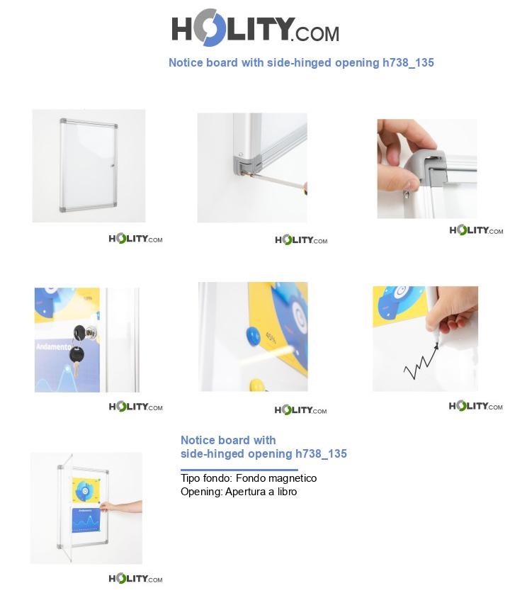 Notice board with side-hinged opening h738_135