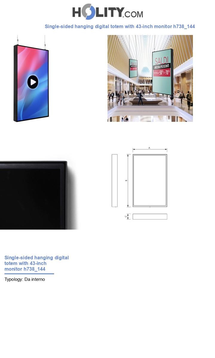 Single-sided hanging digital totem with 43-inch monitor h738_144