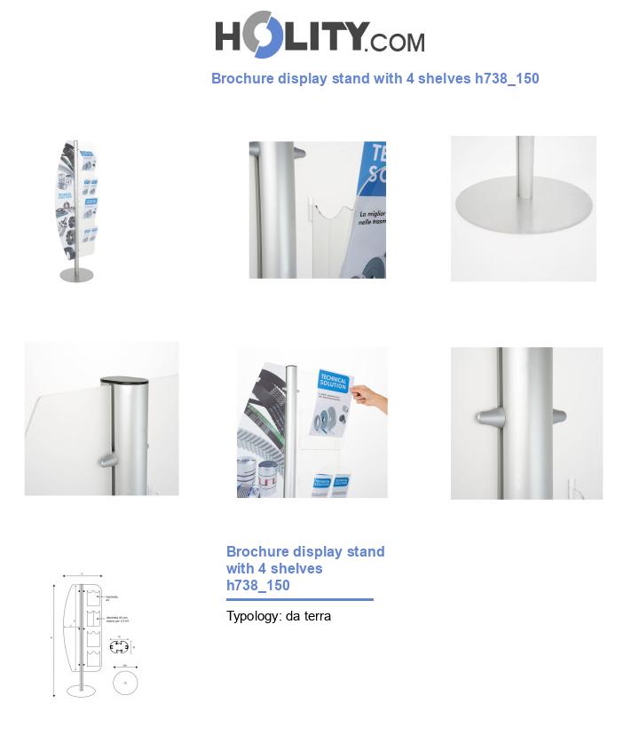 Brochure display stand with 4 shelves h738_150