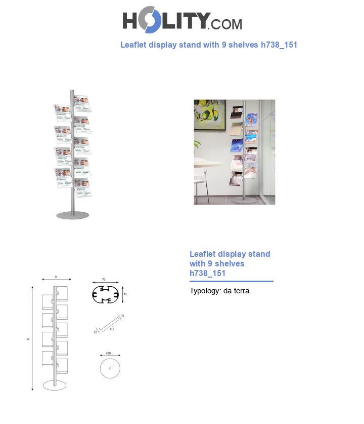 Leaflet display stand with 9 shelves h738_151