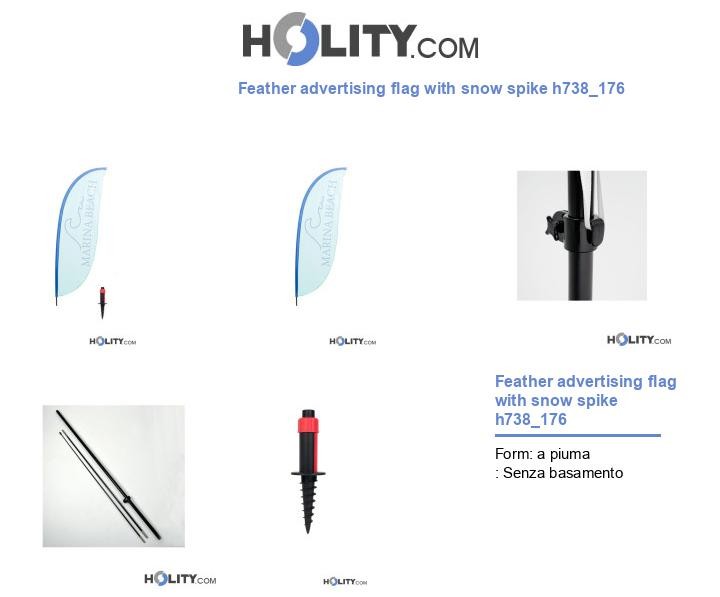 Feather advertising flag with snow spike h738_176