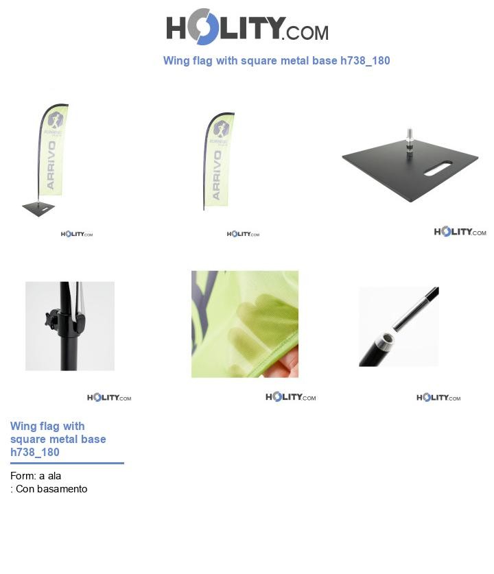 Wing flag with square metal base h738_180