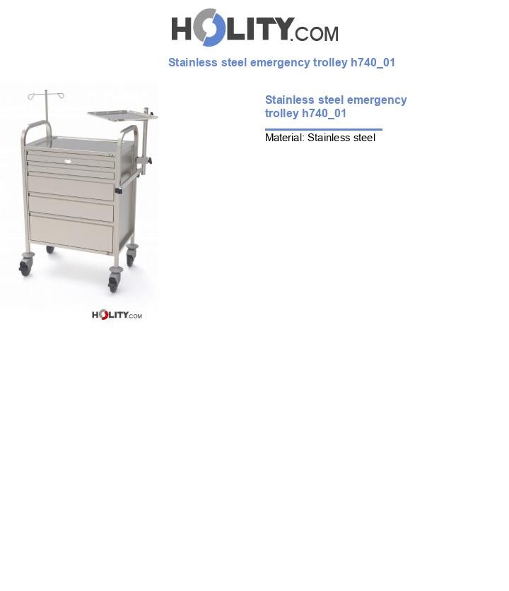 Stainless steel emergency trolley h740_01