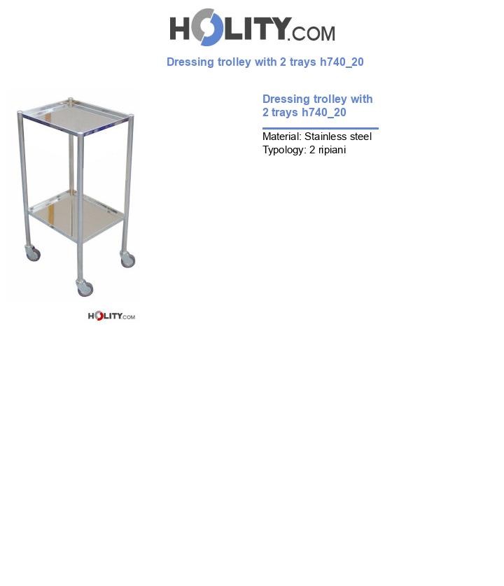 Dressing trolley with 2 trays h740_20