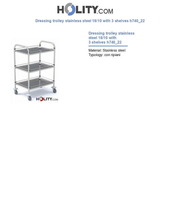 Dressing trolley stainless steel 18/10 with 3 shelves h740_22
