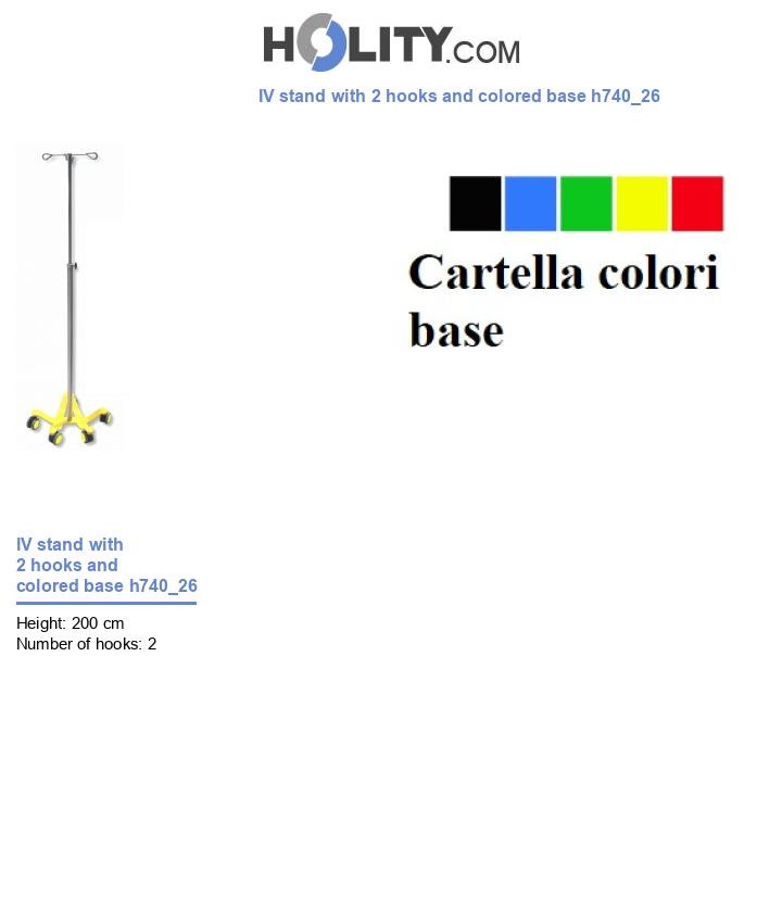 IV stand with 2 hooks and colored base h740_26