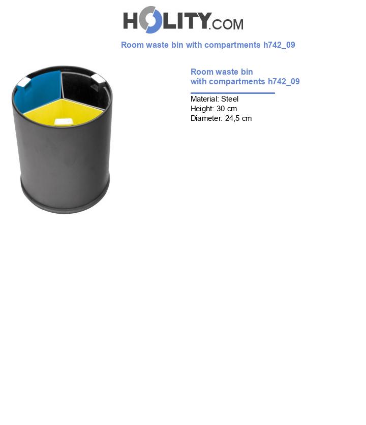 Room waste bin with compartments h742_09