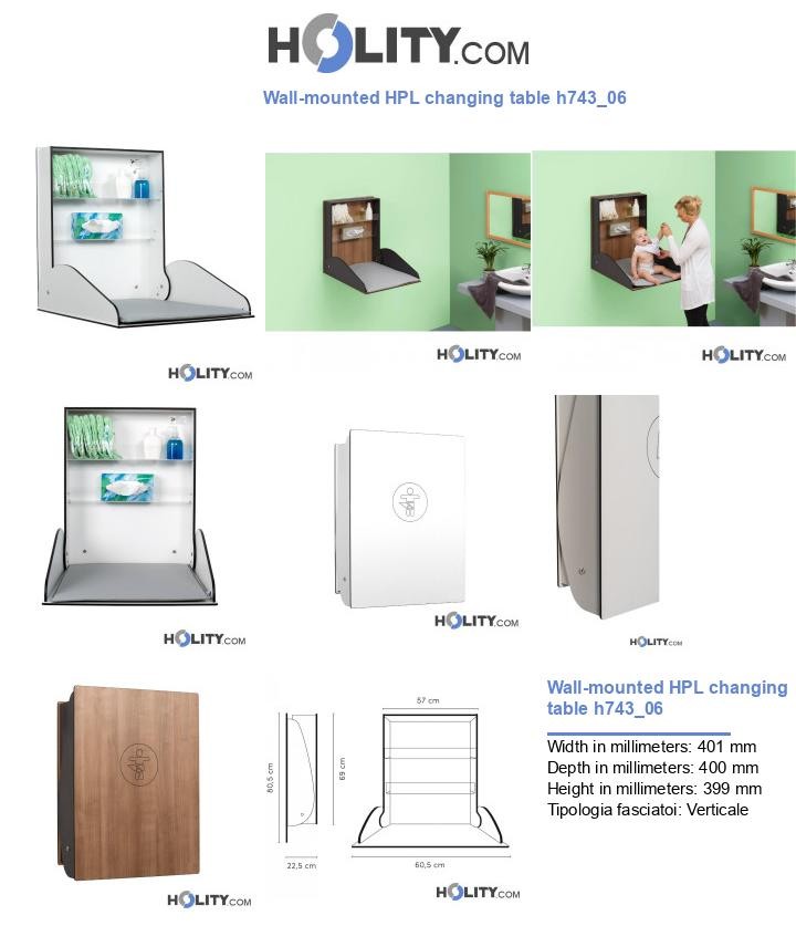 Wall-mounted HPL changing table h743_06