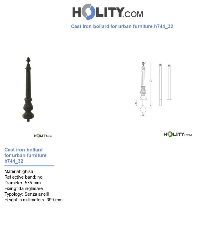 Cast iron bollard for urban furniture h744_32
