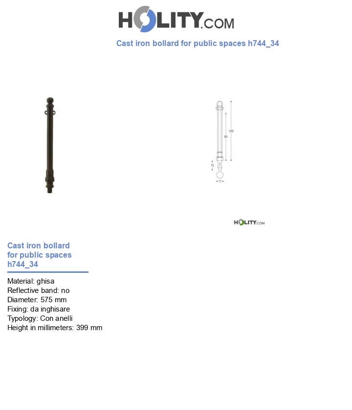 Cast iron bollard for public spaces h744_34