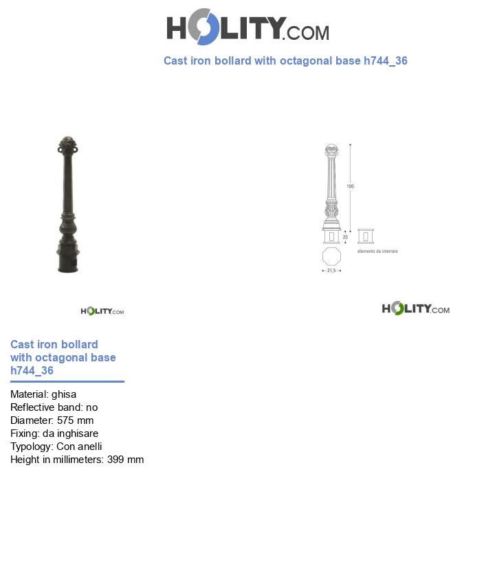 Cast iron bollard with octagonal base h744_36