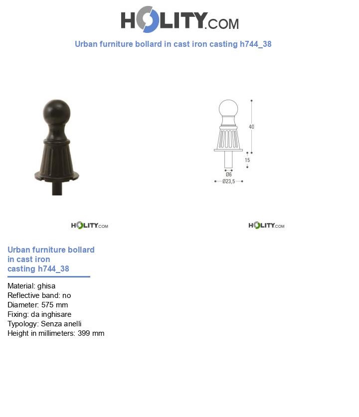Urban furniture bollard in cast iron casting h744_38
