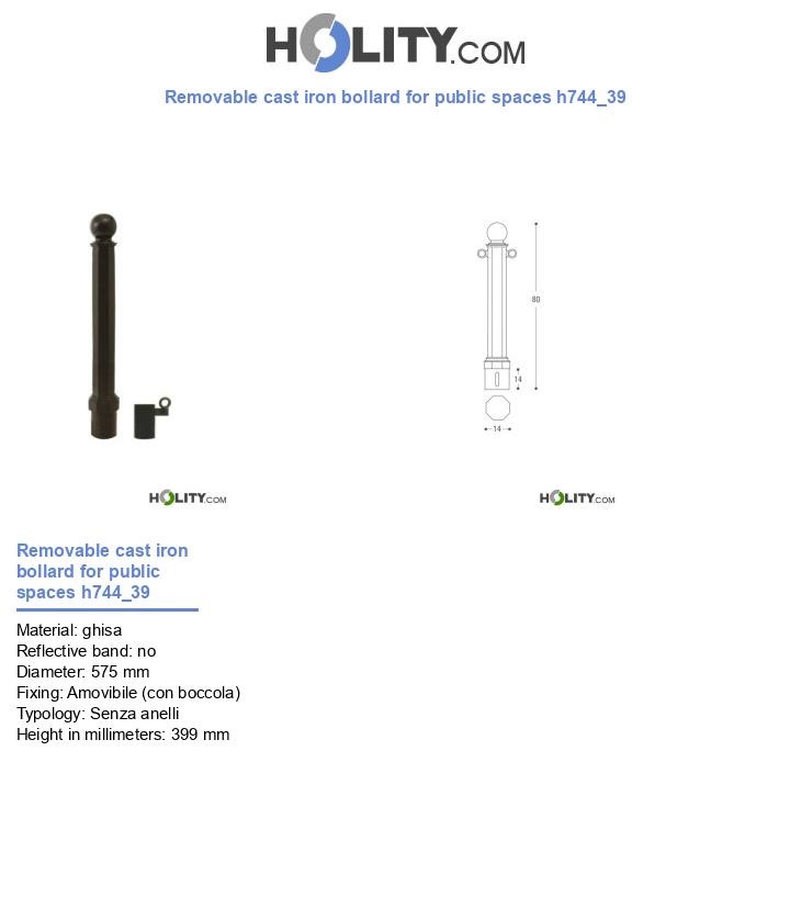 Removable cast iron bollard for public spaces h744_39