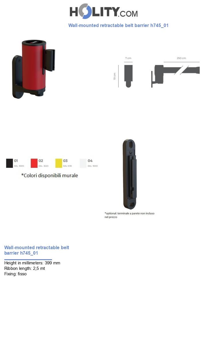 Wall-mounted retractable belt barrier h745_01