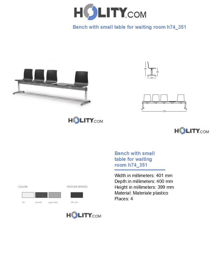 Bench with small table for waiting room h74_351
