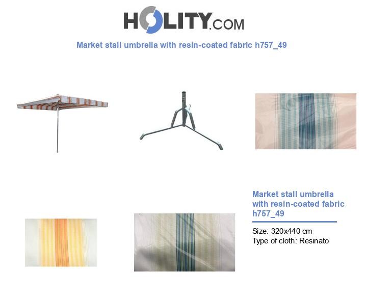 Market stall umbrella with resin-coated fabric h757_49
