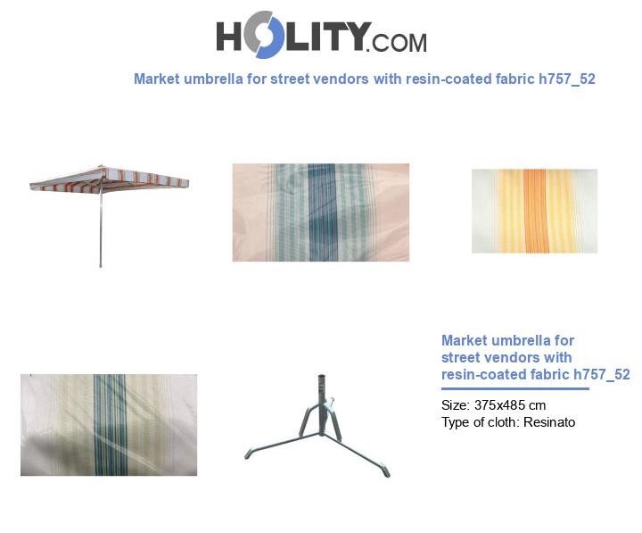 Market umbrella for street vendors with resin-coated fabric h757_52