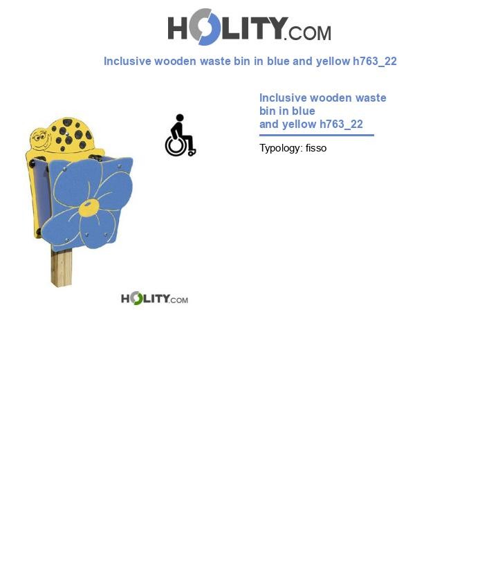 Inclusive wooden waste bin in blue and yellow h763_22