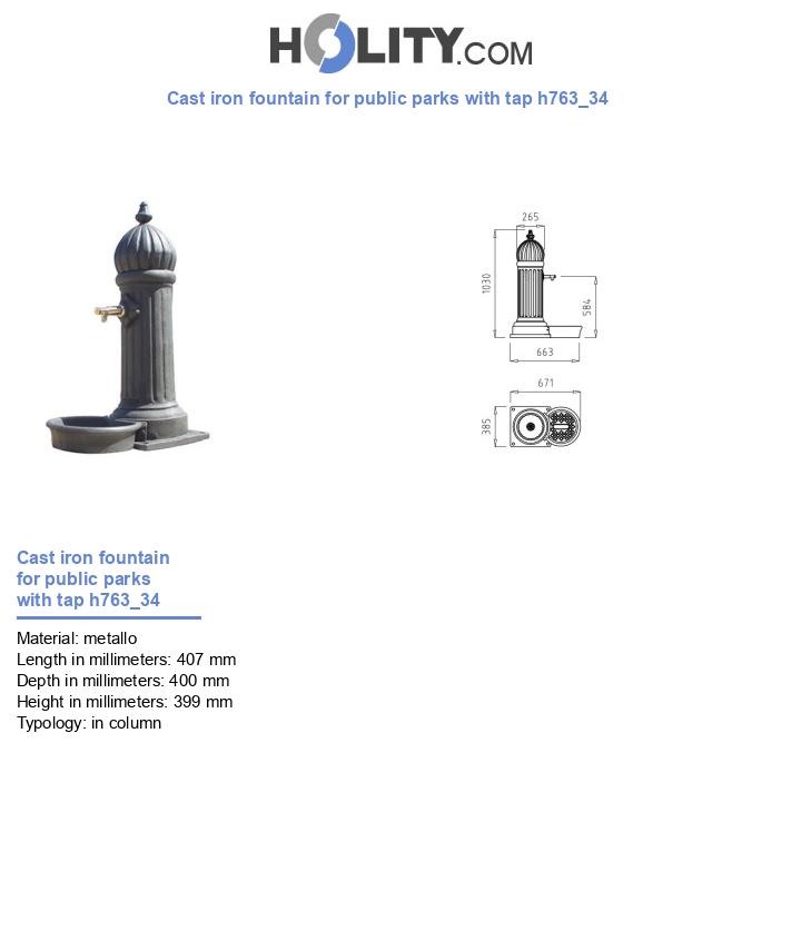 Cast iron fountain for public parks with tap h763_34
