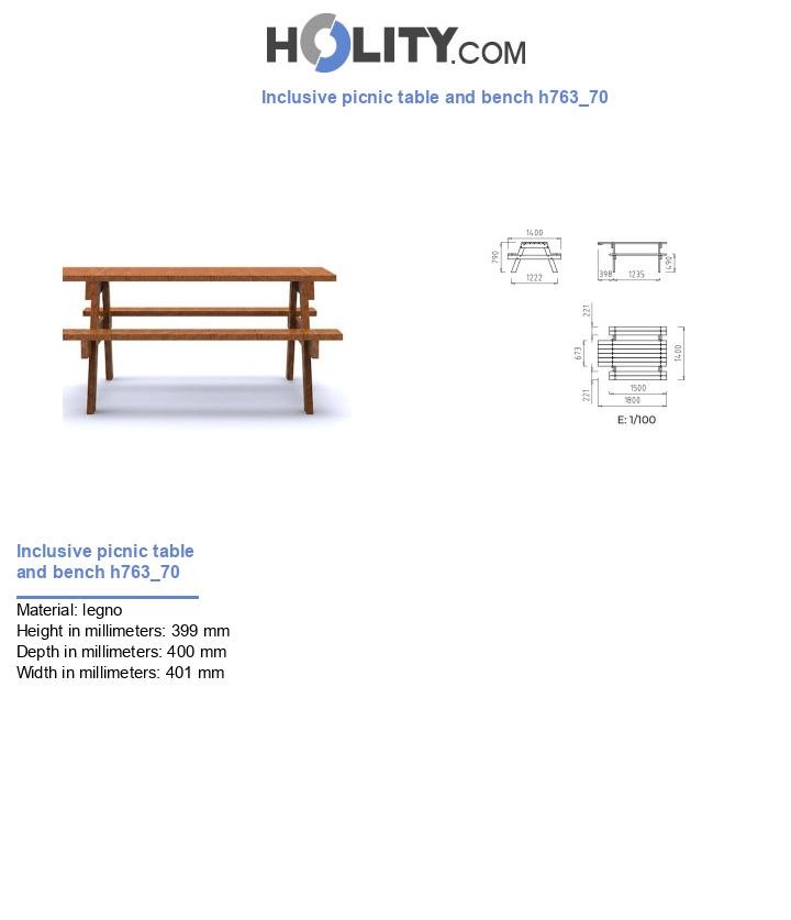 Inclusive picnic table and bench h763_70