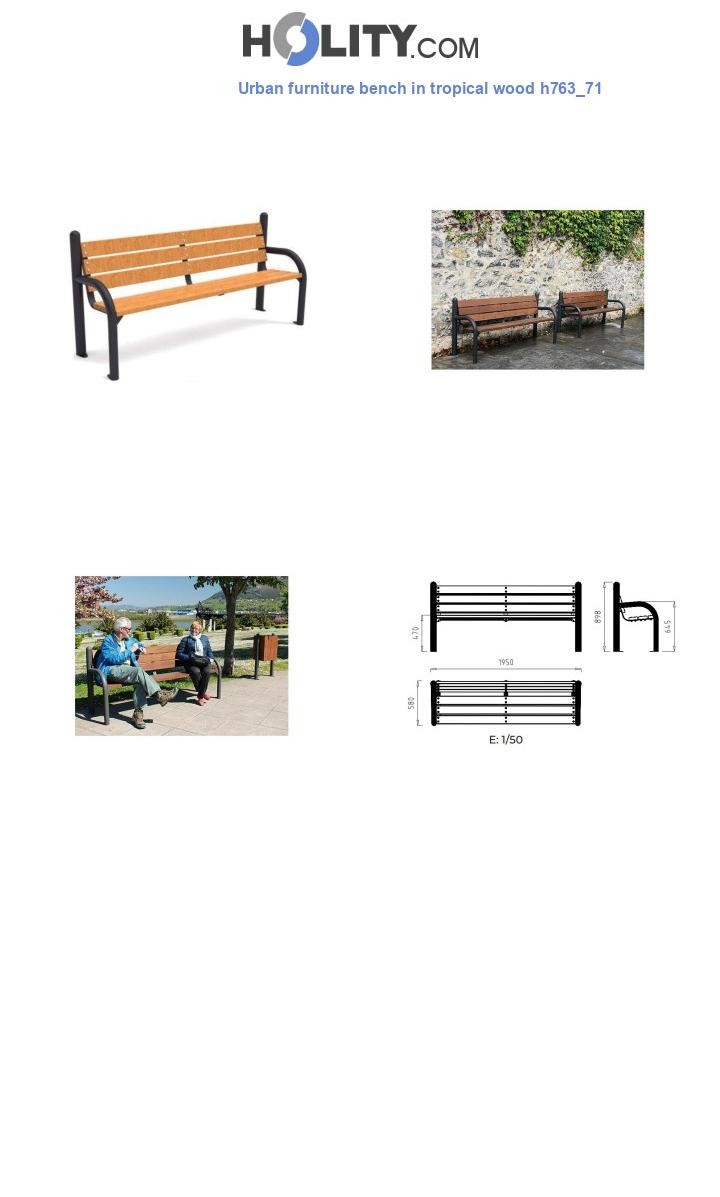 Urban furniture bench in tropical wood h763_71