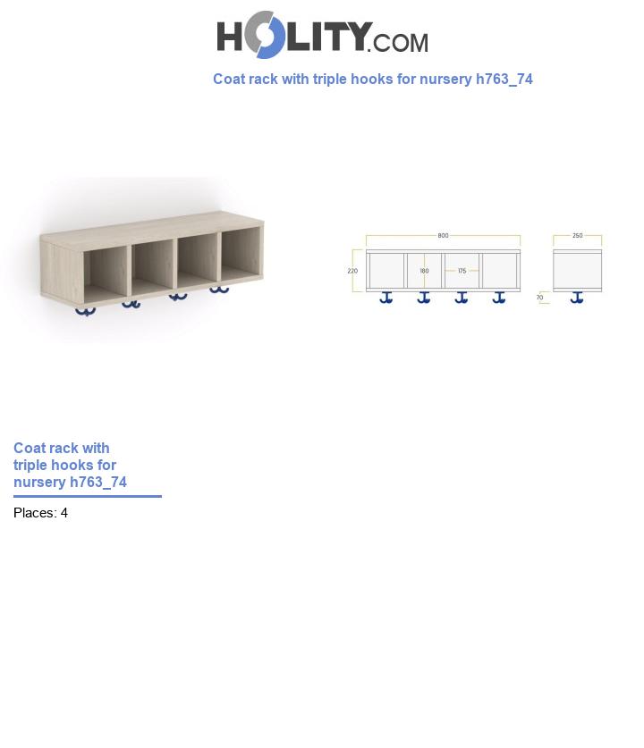 Coat rack with triple hooks for nursery h763_74