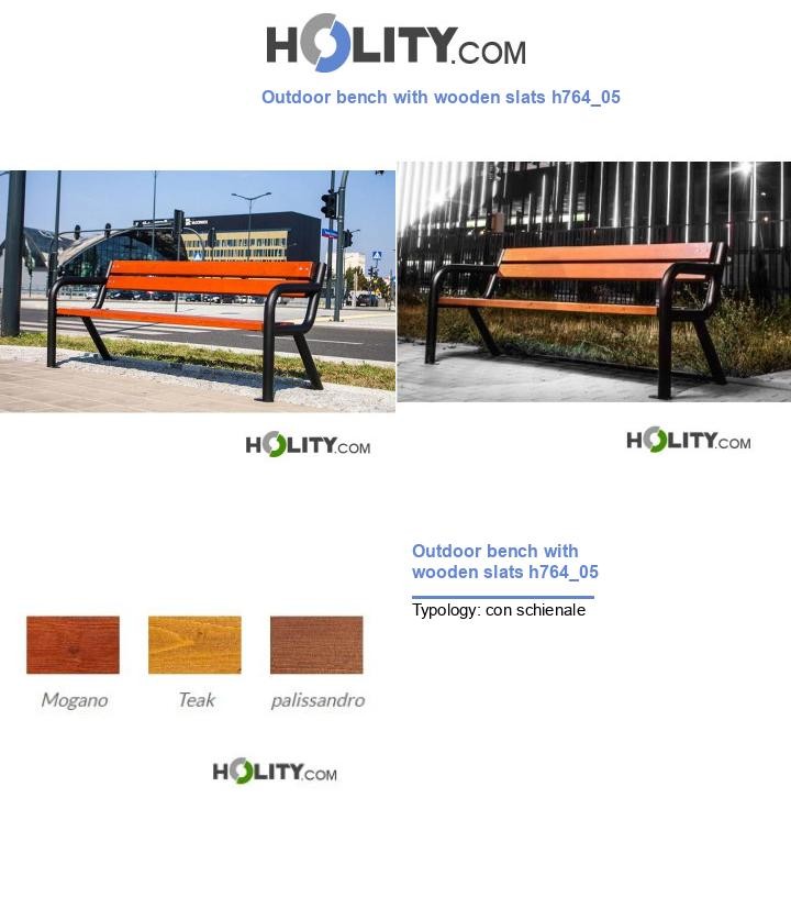 Outdoor bench with wooden slats h764_05