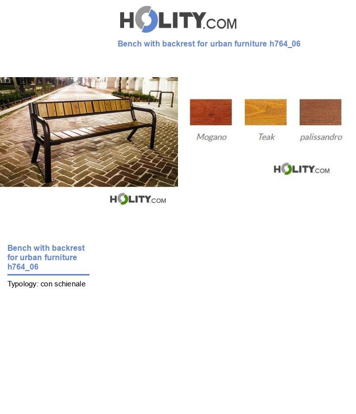 Bench with backrest for urban furniture h764_06
