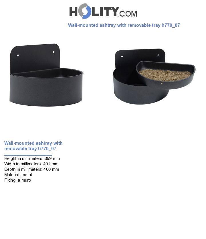 Wall-mounted ashtray with removable tray h770_07